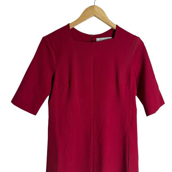 M.M. LaFleur Emily Rhubarb Red Square Neck A-Line Office Mini Dress 4 - Picture 5 of 14